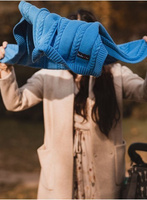 Kocyk dziecięcy dziany - Blue, 90x65, 100% bawełny