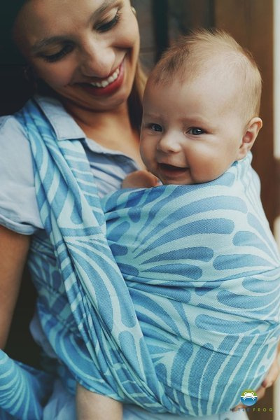 Chusta tkana Little Frog - SkyBlue Plumes