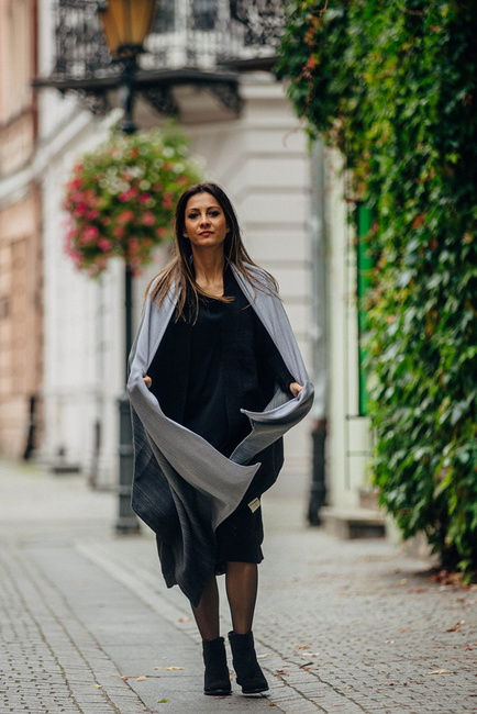 Shawl made of wrap fabric LennyLamb - Little Herringbone Ombre Grey
