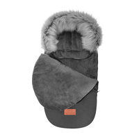 Bocioland - Zimowy śpiworek do wózka z futerkiem - Szary, rozmiar 95