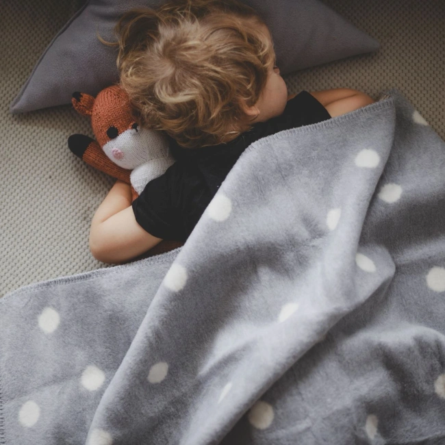 Zaffiro - Bari Cotton Blanket 75x100, grey dots