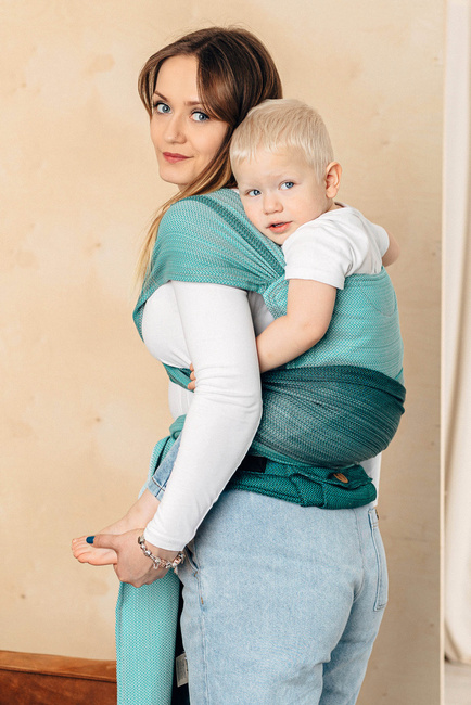 LennyHybrid Half Buckle Carrier - Ombre Green Herringbone