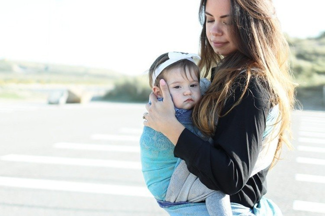 Chusta tkana Yaro Willow Aqua Grad Latte Wool