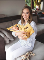 Dwustronny bawełniany kocyk Kinder Hop - Mustard