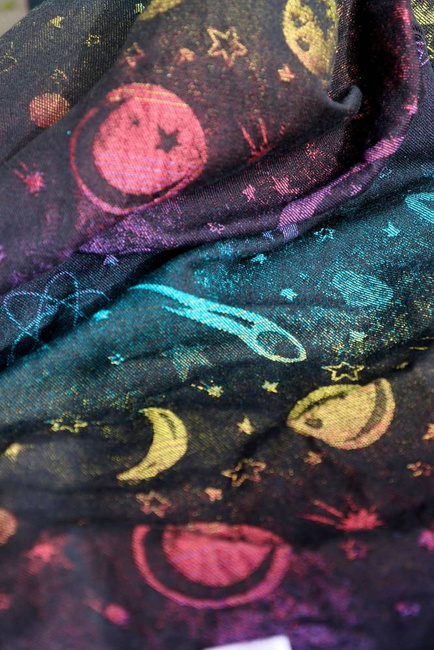 Chusta tkana Yaro Slings - Cosmos Nebula Black Rainbow Linen Hemp