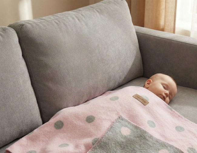 Zaffiro - Bari Cotton Blanket 75x100, baby pink dots