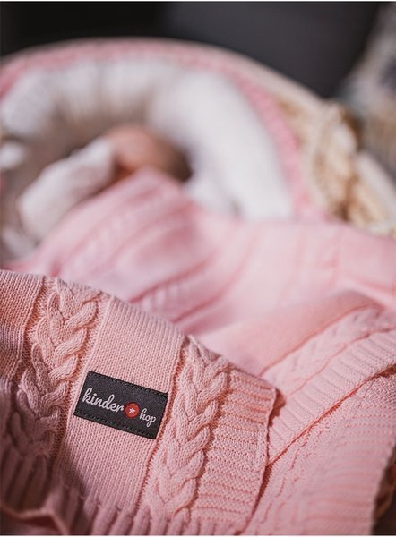 Kinder Hop knitted baby blanket - Pink, 90x65, 100% cotton