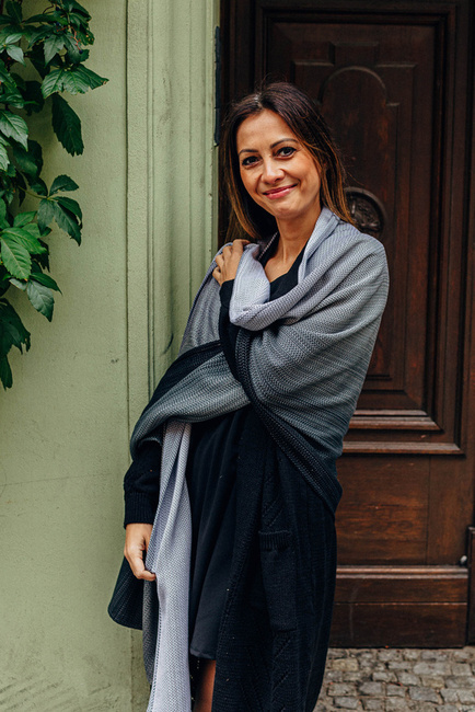 Shawl made of wrap fabric LennyLamb - Little Herringbone Ombre Grey