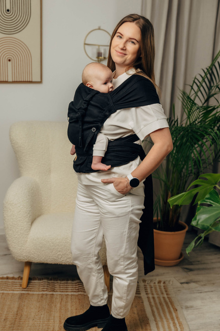 LennyHybrid Half Buckle Carrier - Basic Line Little Herringbone Ebony Black