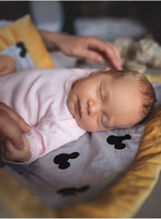 Dwustronny bawełniany kocyk Kinder Hop - Mustard