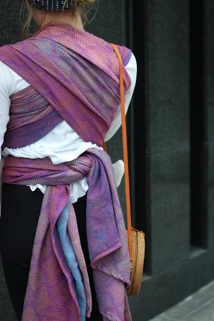 Chusta tkana Yaro Gravity Duo Aqua Grad Orange Violet Tencel