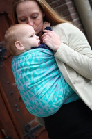 Chusta tkana Yaro Delta Aqua-Green Rose-White Soft Linen Wrap