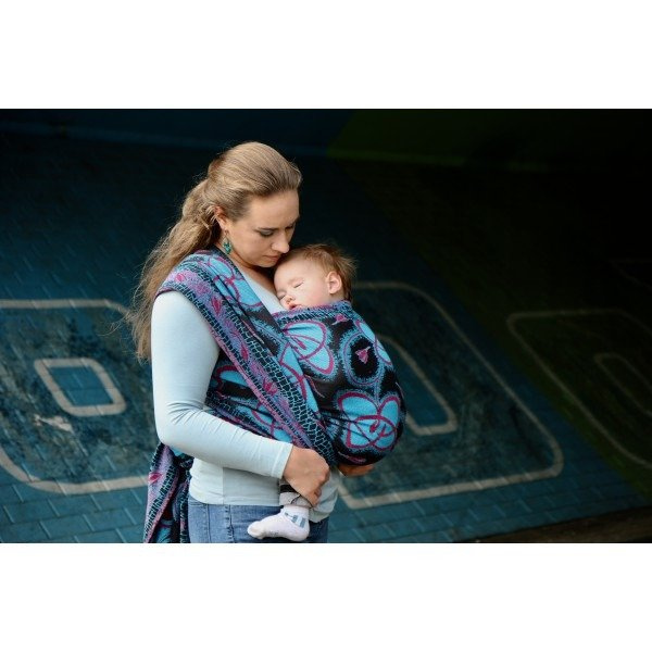 Chusta tkana Yaro Walz Duo Black Blue Red