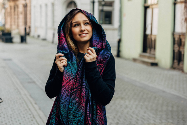 Long Cardigan LennyLamb: Pawi Ogon - Czarny Opal