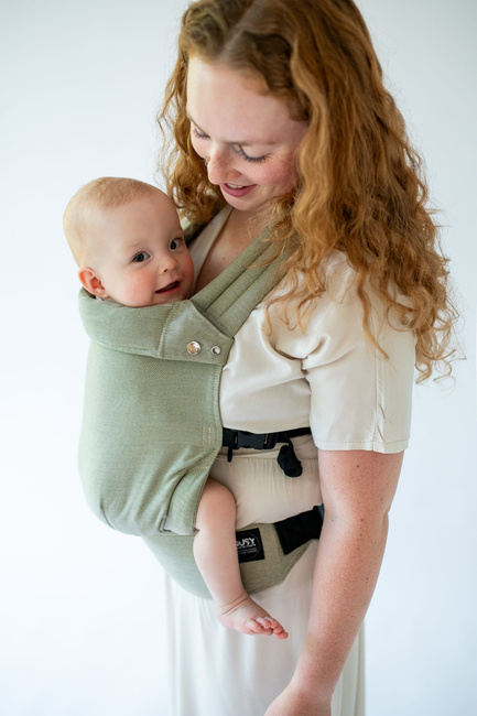 Qusy adjustable ergonomic carrier  2.0 - Olive Twill (Bamboo, Linen, Cotton)