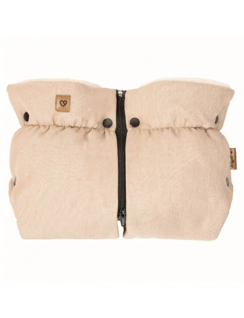 Rękawiczki Mufki do wózka dwuczęściowe Beżowa Wełna premium + Melanż Beżowy 