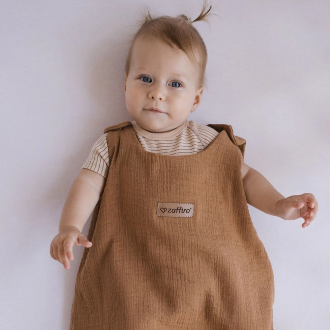 Zaffiro - Zaffiro Full Muslin Sleeping Bag 0.5 TOG 0–6m  - Toffee