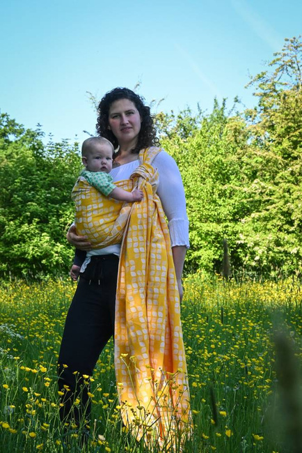 Chusta tkana Yaro Slings - Petals Duo Yellow White Seacell