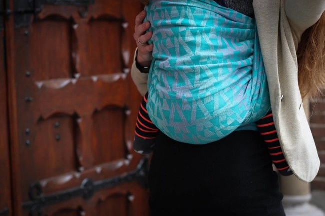 Chusta tkana Yaro Delta Aqua-Green Rose-White Soft Linen Wrap