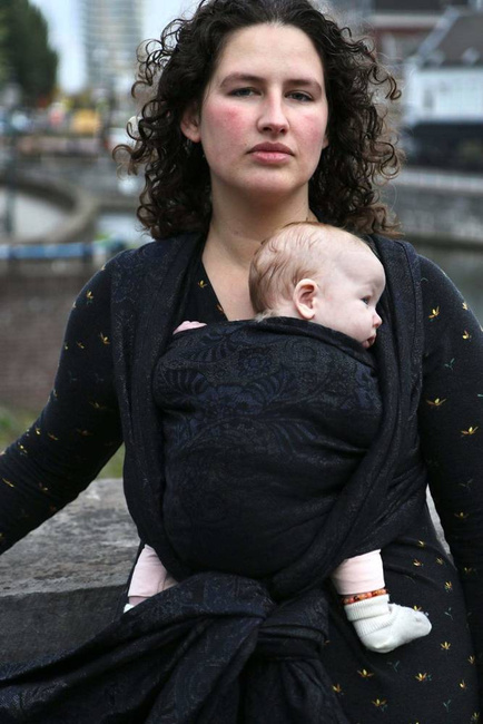 Chusta kółkowa Yaro Slings -  Ava Duo Black Wool Silk Glam