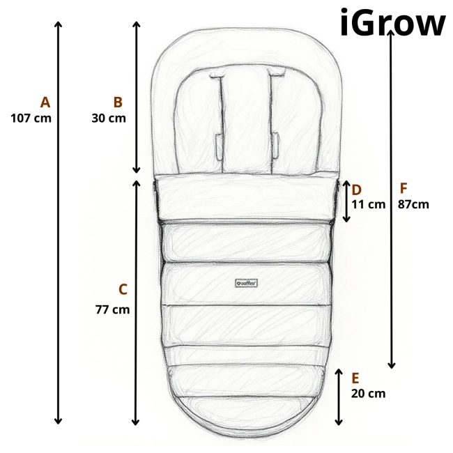 Zaffiro - Aspen iGrow Winter Footmuff with Premium Sheep Wool Latte