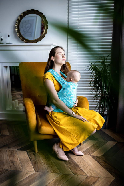 Qusy carrier / Cartoon Sky Turquoise - adjustable ergonomic carrier 