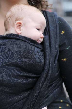 Chusta kółkowa Yaro Slings - Ava Duo Black Wool Silk Glam