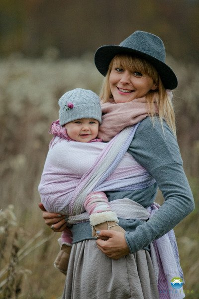 Chusta tkana Little Frog Liliowy Cube