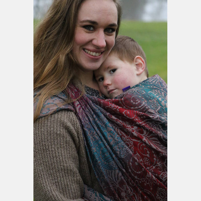 Chusta kółkowa Yaro Slings -  Ava Trinity Maroon Rainbow Choco High Wool