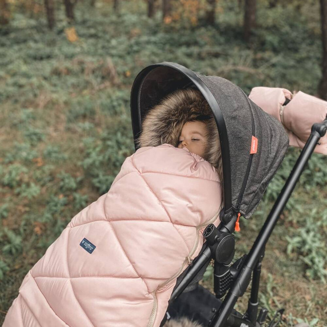 Zaffiro - Śpiwór do wózka z torbą GrowUP 4.0 Beżowy Plusz + Rose