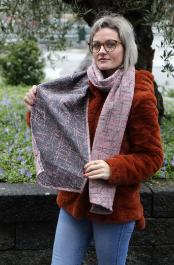Szal Yaro Sparkling Ultra Pink Grey Linen Glam