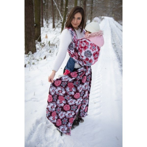 Chusta tkana Yaro Fiori Ultra Red Black White 