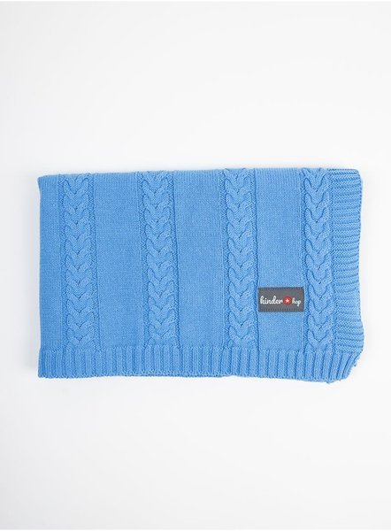 Kinder Hop knitted baby blanket - Blue, 90x65, 100% cotton