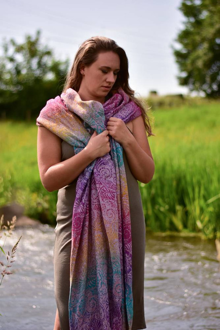 Chusta tkana Yaro Slings - Ava Trinity Sienna Rainbow Linen