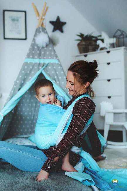 Chusta tkana Little Frog Bambusowy Lazuryt