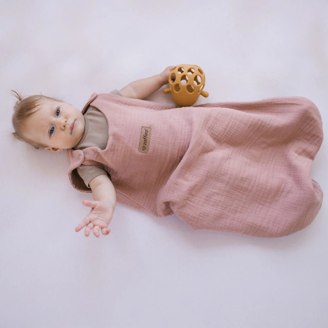 Zaffiro - Zaffiro Full Muslin Sleeping Bag 0.5 TOG 0–6m  - Baby Pink