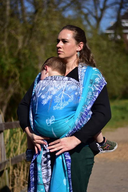 Chusta tkana Yaro Sling - Meadow Duo Aqua Grad Black White Seacell