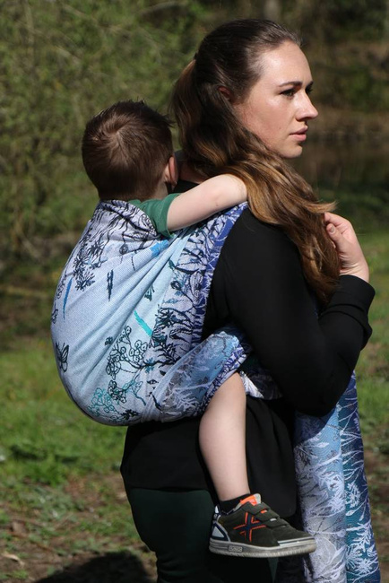 Chusta tkana Yaro Sling - Meadow Duo Aqua Grad Black White Seacell