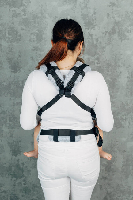 LennyLamb Mesh Baby carrier: LennyUpGrade Little Herringbone Grey