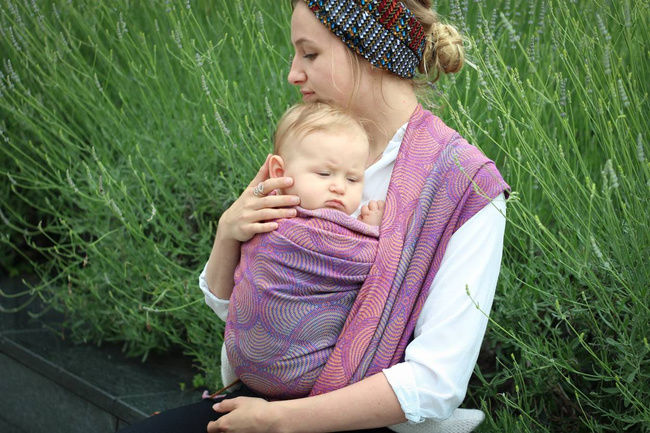 Chusta tkana Yaro Gravity Duo Aqua Grad Orange Violet Tencel