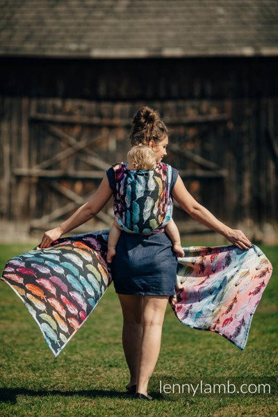 Chusta tkana Lenny Lamb Malowane Pióra Tęcza Dark