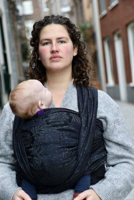 Chusta kółkowa Yaro Slings -  Ava Duo Black Wool Silk Glam