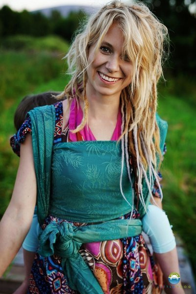 Chusta tkana Little Frog - Green Samoa