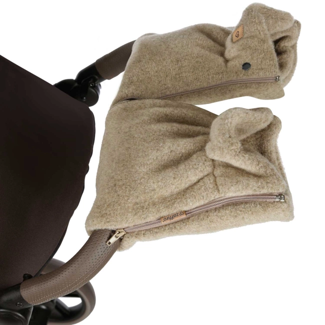 Zaffiro - Stroller Hand Muff Made of Natural Premium Sheep Wool - Brown