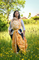 Chusta tkana Yaro Slings - Petals Duo Yellow White Seacell