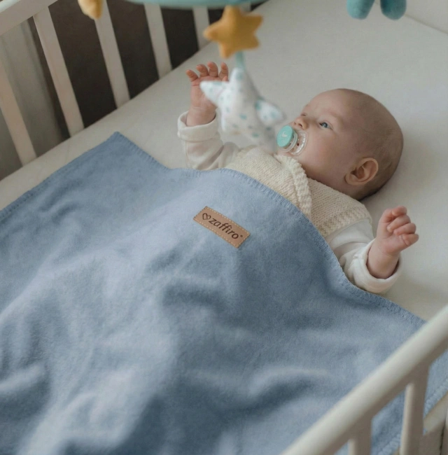 Zaffiro - Oslo Cotton Blanket 75x100, baby blue