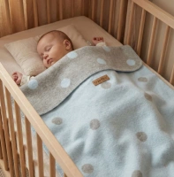 Zaffiro - Bari Cotton Blanket 75x100, baby blue dots