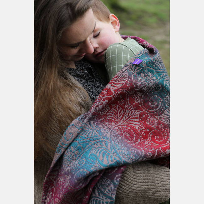 Chusta kółkowa Yaro Slings -  Ava Trinity Maroon Rainbow Choco High Wool