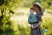 Chusta tkana Little Frog - Green Linen Harmony