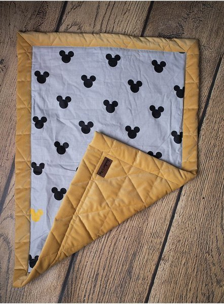 Dwustronny bawełniany kocyk Kinder Hop - Mustard